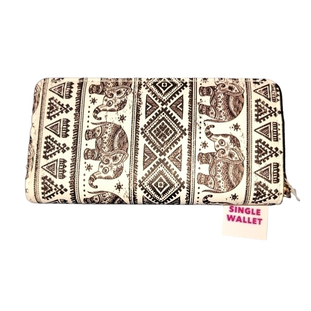 Elephant print wallet. New with tags multiple pockets zippers animal graphic